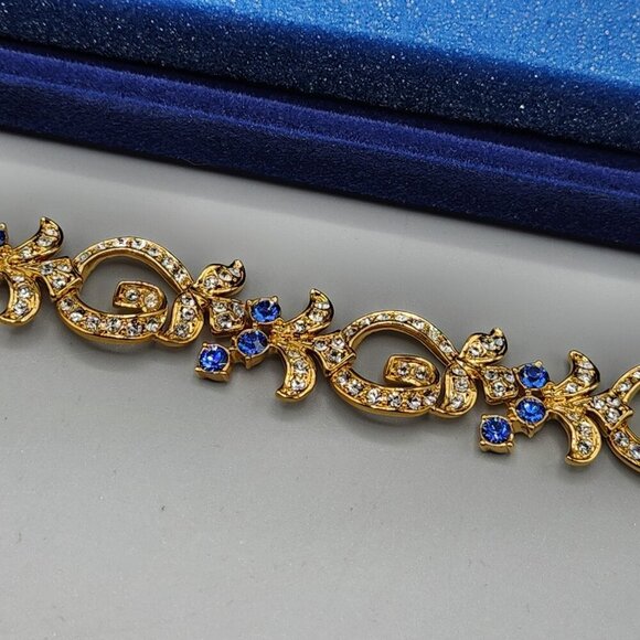 Camrose & Kross JBK Blue Faux Sapphire Clear Bracelet Jacqueline Kennedy Jackie - Picture 3 of 12